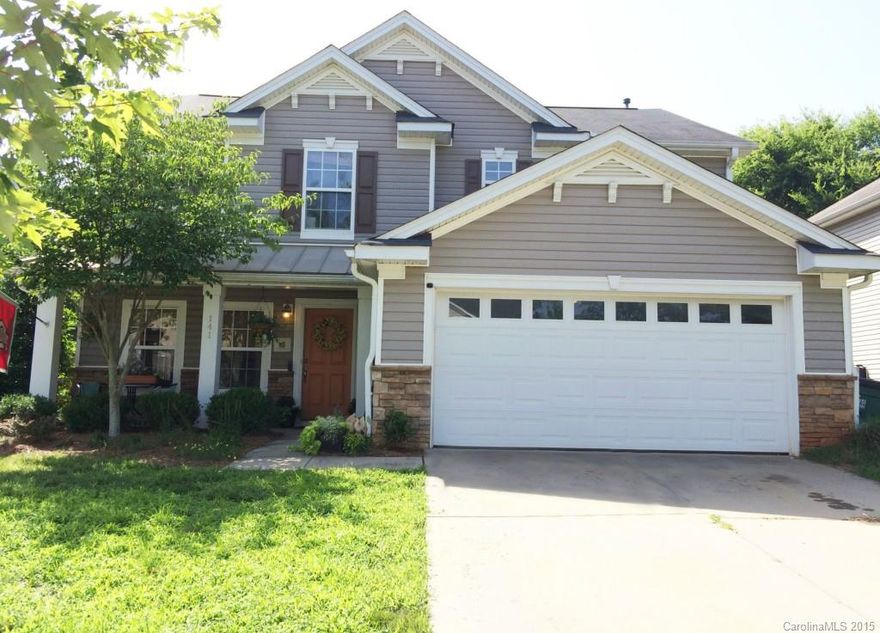 This beautiful 2 story home has a professionally landscaped backyard.  Kitchen with island and lovely concrete countertops, stainless steel appliances and new tiled backsplash. Hardwoods in living room. This home has 3 bedrooms a loft and an office space as well.  Great location and Fort Mill Schools.  Wired for surround sound! Pool community. USDA eligible