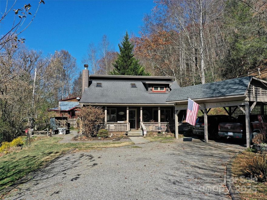 Enjoy your mountain homes while making money on your investment!The bridge takes you over the rushing creek,past the barn & onto the picturesque 5.56 ac compound!Easy access concrete drive.Comfort & joy is the feeling when entering main home.2 bedroom/2 bath,great room/den/kitchen.Peaceful screened porches.Listen to the trickling branch.Upstairs is huge ensuite bedroom with den & loft.Guest house is a lovely studio unit with everything you need,nice decking.Next to it is a 26×28 workshop & all the tools, equipment & lawn maintenance, etc.you will need. Both homes have carports, lots of ways to enjoy the amazing creek.Outside covered area rock fireplace,grill,kitchen! Old barn for storage and building by the creek that was an office - could be an art studio, playhouse, etc. So many possibilities for this unique property! Live in one rent the other.Rent all both! Additional home adjacent to property also for sale under separate MLS #4232264. Zito internet-cell signal limited