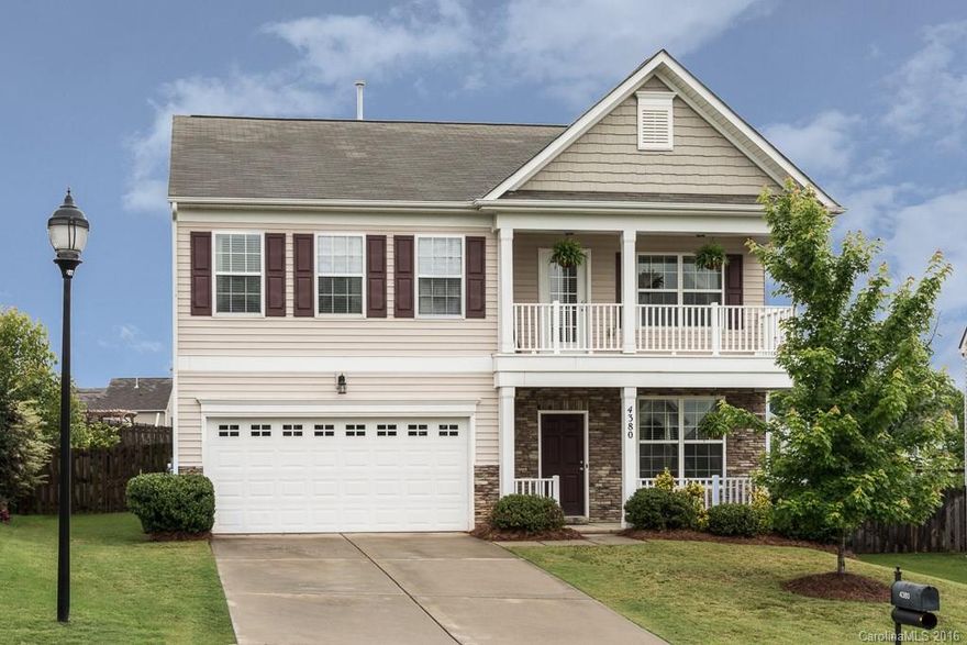 Beautifully maintained and move-in ready home with Many Upgrades!  Just minutes from Ballantyne and 485!  Low SC taxes and a beautiful community pool. Open floor plan, Upgraded 42" Kitchen Cabinets, Stainless Steel Appliances, Hardwoods, Trey Ceilings, Granite throughout, Crown Molding, Built-In Surround Sound. Large Master Retreat with a beautiful walk out porch, large walk-in closet with Custom Elfa Closet System, dual vanity, garden tub & walk-in shower!! Over-sized Loft & large Laundry Room.