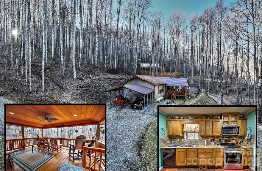 Tucked away at the end of the road in the Conleys Creek community, this secluded home offers the perfect blend of privacy, space, and functionality for a full-time retreat or peaceful getaway. The open floor plan features dual primary bedroom suites, a double pantry, and generous living areas that open onto spacious front and back decks—ideal for enjoying the serene surroundings. Outside, you’ll find an RV carport, two outdoor storage sheds, and a fenced pet area conveniently accessible from the primary bedroom, along with additional outdoor storage. The property is meticulously maintained, exceptionally clean, and thoughtfully organized throughout. Enjoy the soothing sounds of a bold creek and the rare tranquility of living just steps away from the Nantahala National Forest.