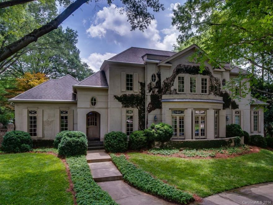 Exquisite home for the sophisticated buyer. Perfectly maintained & elegantly decorated. 4 bedrooms, 4.1 baths, 3 bedrooms up with one bedroom and bath entirely separate from the others. Large owners' suite on main level. High ceilings. Beautifully manicured grounds. Abuts Myers Park Country Club golf course. Privacy wall and large stone terrace.  Home inspected by John Donaldson, Associated Inspections & H&S Roofing. Repairs completed & inspection reports & invoices will be available.