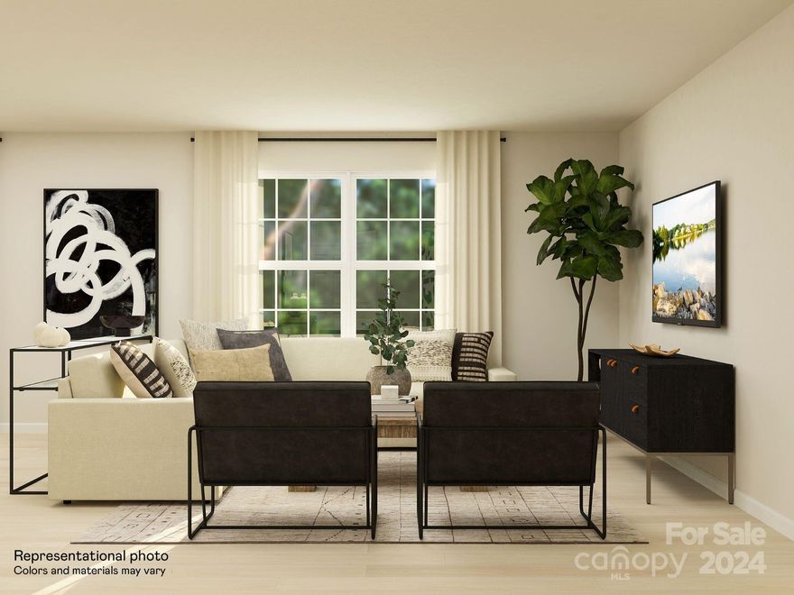 Offering wonderful one story home with  3 bedrooms and 2 car garage. Spacious layout. Primary bedroom offers double bowl sinks, shower, large walk in closet. Kitchen with center island, quartz countertop and tile backsplash.  EVP flooring in foyer, kitchen, and great room area.