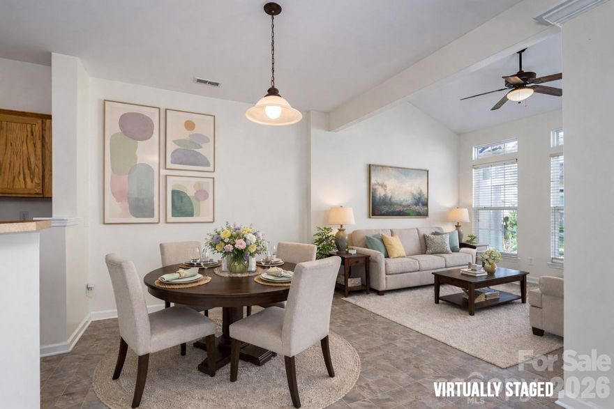 GREAT LOCATION Bright & Low-Maintenance Townhome in Lake Wylie! Welcome to this beautifully maintained 3-bedroom, 2.5-bath townhome in the heart of Lake Wylie. The spacious living and dining areas flow seamlessly into the kitchen, large pantry, and ample cabinet and counter space—perfect for entertaining.

An added sunroom, rare in this community, provides additional space for relaxing or entertaining guests and brings in even more natural light.

Upstairs, the primary suite offers tray ceilings, a walk-in closet, and a private en-suite bath with 2 sinks for convenience and privacy. Two additional bedrooms share a full bath, ideal for family, guests, or a home office. Step outside to your spacious back patio, here you can enjoy, relax or grill out with neighbors and friends.

Exterior and lawn maintenance is covered by the HOA, so you can enjoy community amenities including a pool, playground and picnic area. Refrigerator, Washer and Dryer to convey. What’s not to Love. This home has been freshly painted inside and professionally cleaned. Award winning Clover School District, and LOW South Carolina taxes.

Conveniently located near shopping, dining, schools and outdoor recreation, this move-in ready home combines comfort, convenience, and low-maintenance living for your easy living lifestyle.
Lease Purchase or Owner Financing available with acceptable offer.