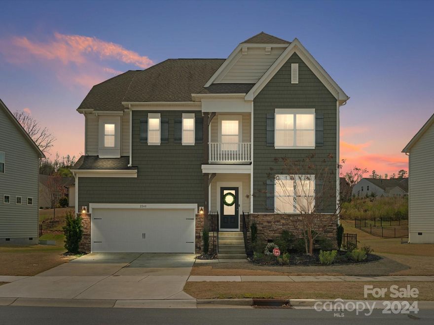 WELCOME to 2248 Elmview Lane in Waterside at the Catawba, a beautiful neighborhood with all the amenities. A state-of-the-art clubhouse, fitness center, pool, tennis courts and playground all just a golf cart ride away. As you enter the home, you will be greeted by stunning archways guiding you through this well designed home. A butler's pantry, complete with a walk-in pantry room, connects the chef-inspired kitchen with a gas range stove to the dining room/office where you can share a meal or work from home. The spacious main floor continues to a half bathroom, family room and breakfast room with french doors heading out to the screened porch. Plenty of space in the fenced in backyard for a pool, playground or garden. Upstairs you'll find the primary suite with two closets, a spacious loft, plus three additional bedrooms with walk-in closets and two full bathrooms. Zoned for the top rated River Trail Elementary School, Forest Creek Middle School and Catawba Ridge High School.