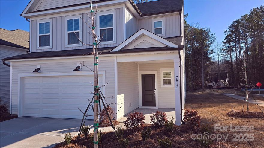 Introducing a stunning new construction home in Element Park, Charlotte, NC. This spacious 4 bedroom, 3 bathroom house features a two-car garage and a rocking chair front porch. The open-concept layout is perfect for entertaining, with granite countertops in the kitchen, and SS appliances, the main level bedroom and bathroom offer convenience and are great for guests, while the primary bedroom provides ample space, and the primary bathroom has a walk-in shower, dual vanities, large walk-in closet. Two additional bedrooms upstairs, a huge loft area, and an oversized laundry room add to the convenience of this modern home. Don't miss out on this opportunity to rent a beautiful and functional home in a desirable location. Enjoy the privacy of a backyard retreat and the energy efficiency of a brand-new house. Pets are conditional with a non-refundable pet fee, $20/month pet fee, $75 application fee per adult, $125 Lease Admin fee, and $40.95 Resident Benefit Package