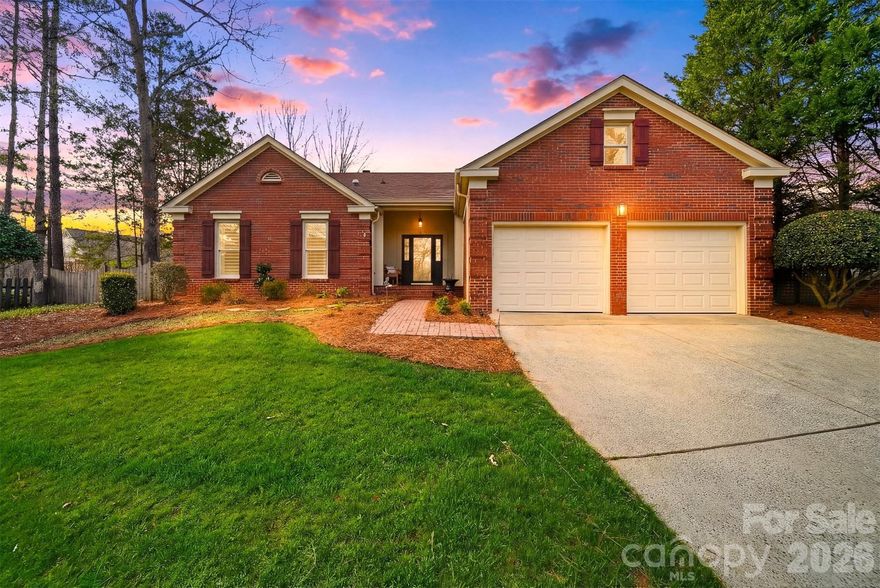 Charming and full of character, this classic brick ranch offers the perfect blend of comfort and convenience. Split floorplan featuring three spacious bedrooms and two full baths, this well-loved home has a warm, inviting feel with just the right touch of open-concept living. The main living area flows easily into the dining space and kitchen, complete with granite counter tops, SS appliances and center island. Additional large sunroom with view of the outdoors. Enjoy the outdoors: private fenced yard, patio with fire pit and lots of nature. Newer windows, HVAC 2025, and updated baths. You will love all the natural light.  Located in a highly desirable area known for excellent schools, this home provides unbeatable convenience to I-485, shopping, dining, and all that vibrant downtown Matthews has to offer. Whether you’re looking for your first home, downsizing, or investing, this charming ranch is full of potential in a location that’s hard to beat. Community amenities include playground, tennis courts, walking trails, picnic area.