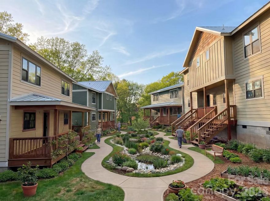 Full of intention, innovation, and a deep connection to the land, this currently under construction townhome in Terra Futura offers a rare opportunity to be part of one of Asheville’s most forward-thinking communities. Terra Futura is Asheville's newest eco-village, and we're excited to welcome you! Nestled in the heart of West Asheville, Terra Futura is a multigenerational, regenerative neighborhood designed around community, sustainability, and meaningful daily living. Thoughtfully rooted in permaculture principles, the community weaves together shared gardens, nature trails, and pollinator-friendly edible landscapes—creating a walkable, village-like environment where connection to both neighbors and nature comes naturally. Plus, you're a 5 min drive to Haywood Rd in West Asheville, and a 10 min drive to downtown Asheville.

This two level, 2 bedroom townhome is a part of Phase 1 of the community’s development. The first level features a front porch, open kitchen, dining, and living room, and laundry closet. Upstairs you'll find both bedrooms, with a full bathroom between, and additional closet and storage space. This home reflects a commitment to healthy, efficient living, featuring natural materials and elevated finishes such as cork flooring, no-VOC paints & stains, and an energy-efficient mini-split HVAC system. All units feature solar-ready metal roofs, allowing you to easily go renewable in the future. HOA fees include water, sewer, compost, garbage, recycling & more. 

Phase 1 is nearing completion and this home's estimated finish date is May 2026. Following the completion of Phase 1, construction will begin on the community’s wellness-focused amenities—featuring a sauna, hot tub, and cold plunge—further enhancing the experience of living well. Phase 2 is slated to begin in Fall 2026 and will introduce an additional 8 thoughtfully designed homes, expanding this vibrant, eco-conscious neighborhood.

Blending modern design, environmental stewardship, and a strong sense of community, this home offers more than just a place to live—it’s an opportunity to be part of something intentional, evolving, and deeply inspiring. Call today for your tour and introduction!