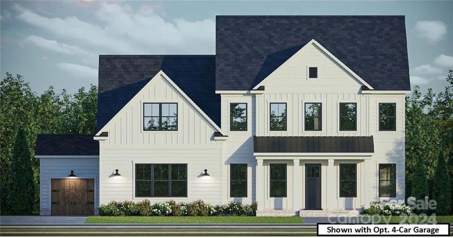 Brand new construction in the Marvin School District with an October completion date! This three-story modern farmhouse style home features top-of-the-line appliances, gorgeous hardware and lighting fixtures, and a tree-lined backyard. The kitchen includes a 48" gas double oven range, drawer microwave, oversized island, and walk-in pantry. French doors from the great room open to an expanded porch. The main level has a guest suite with full bath. Upstairs, the primary suite offers a luxe bath with a free-standing tub, separate shower, private w/c, and huge walk-in closet. Additionally, upstairs has 3 bedrooms, 2 baths, and a 3rd level bonus room. Designer touches include 10' ceilings and 8' doors on the main floor, craftsman moldings, custom accents, quartz counters, modern hardware and upgraded lighting. Plus, a custom fully insulated 4-car garage! Prime location off Providence Road in the top-rated Marvin Ridge School district. Luxury living in Waxhaw - contact us for more details!