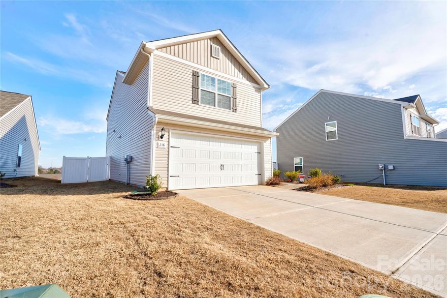 Adorable, move-in ready 3-bedroom, 2.5-bath home in a desirable sidewalk community with playground access and convenient proximity to Hwy 74, Uptown Shelby, and approximately 10 minutes to Kings Mountain .A standout feature is the fully fenced-in backyard already installed ; a valuable upgrade that saves buyers thousands after closing. Enjoy immediate privacy, security for pets or play, and a finished outdoor space without the added expense, delay, or contractor coordination. Like-new construction feel with modern finishes, functional open floor plan, double car garage, and low-maintenance living. Upgrades are already complete, making this home truly move-in ready and positioned for buyers who want both value and convenience from day one.