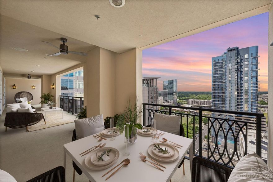 Welcome to “The Penthouse” at 230 South Tryon! At almost 4000 interior square feet, this gracious home wraps around 3 sides of this prestigious building’s top floor. As you enter through the double-door grand entry, you will be immersed in this home’s open floor plan where contemporary elegance and stylish finishes create the ideal penthouse setting. From the generous entertaining spaces flooded with natural light and sweeping panoramic views, to the primary bedroom retreat featuring a fireplace and spa-like bathroom… you will relish in the perks of living at the top! Along with the 3 bedrooms (each with its own en-suite bathroom), a media room with an attached private office, as well as a massive covered terrace with unmatched city, park, and sunset views…  this penthouse also boasts unique features, including 3 terraces, 2 fireplaces, 4 parking spaces, and an additional storage unit. 230 South Tryon offers amenities including concierge service, fitness center, a pool, and more!