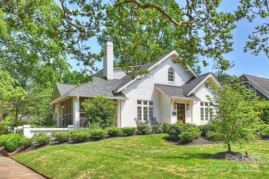 Nestled in the heart of Historic Dilworth, this perfect 4-bedroom, 3.5-bath home seamlessly blends timeless charm with thoughtful modern updates. Celebrating its 100th year, this architectural gem showcases irreplaceable details—10-foot ceilings, original hardwood floors, and an abundance of natural light. Extensively renovated to offer a functional layout with high-end finishes. Main-level primary suite features a walk-in closet & a spa-like bath complete w/ classic penny tile, walk-in shower, double vanity, deep soaking tub, & private water closet. Addl nooks make this home special w/ flex space at top of stairs, bonus space off 3rd bedroom, office/library, & screened-in porch. Completely reimagined outdoor space by landscape architect Myron Greer features outdoor kitchen w/ built-in grill, beverage fridge, & wood-burning fireplace w/gas starter. Detached garage adds extra convenience/storage. Walking distance to all the amenities of Dilworth & 1 mile to Southend/Freedom Park/Uptown.