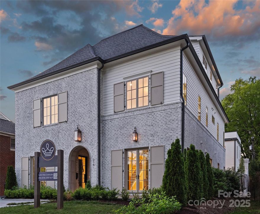 Experience luxury living in Eastover with this exceptional new construction, just moments from the best of Charlotte.  This exquisite home boasts a professional-grade kitchen featuring custom cabinetry, a high-end Wolf range, a paneled Sub-Zero refrigerator, and a walk-in pantry—perfect for any culinary enthusiast. The wet bar area, complete with a Sub-Zero beverage fridge, is ideal for entertaining.  Step outside to the private bluestone courtyard, complete with a gas-log fireplace, ideal for evenings spent w friends and family. Unique spaces throughout the home, including a serene private screened porch on the second level, an upper-level bonus room, and spacious rooftop terrace offering breathtaking sunset views, set this property apart.  The home also features a rear access garage and an extended driveway for additional parking. Designed for optimal flow and functionality, this home allows you to embrace Eastover’s tree-lined streets &  the ease of modern, new construction living.