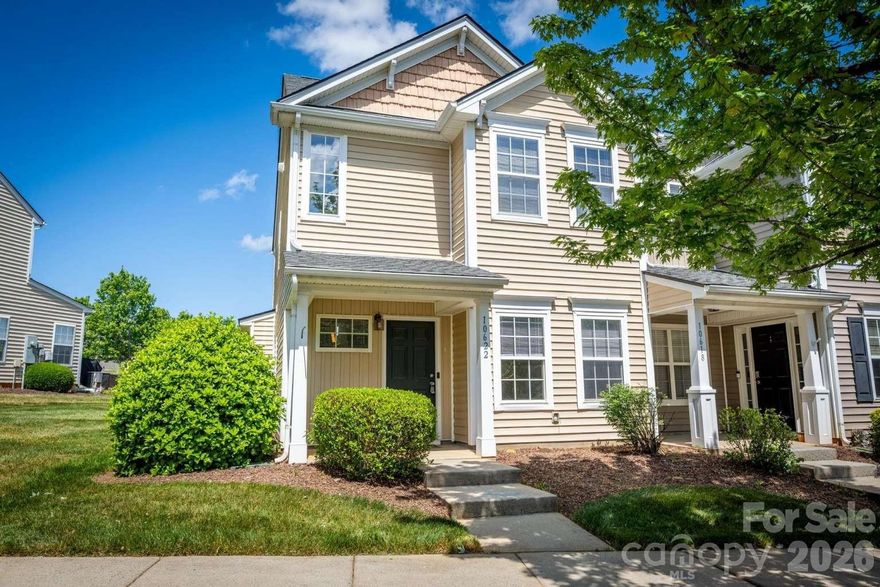Welcome to this bright, move-in-ready gem in sought-after Caldwell Station! This end-unit townhome gives you extra privacy and light plus a welcoming front porch that's ideal for morning coffee. Step inside to an open great room with cozy fireplace, dining area, kitchen, living room/flex room, all flowing into a comfy living space. Upstairs you will find a primary bedroom with private full bath, two additional bedrooms, full bath and laundry. Enjoy the covered front porch and screened back patio which is perfect for relaxing. Private parking directly in back of townhome. New HVAC 2021, new carpet in great room and dining area 2024, new LG washer/dryer 2022, new refrigerator in 2022. The community features a junior Olympic-size pool, 24-hour fitness center and playground. Caldwell Station is conveniently near shops, restaurants and I-77. HOA maintains all exterior, roof and landscaping. The owner of this property is a licensed real estate professional in the state of North Carolina.