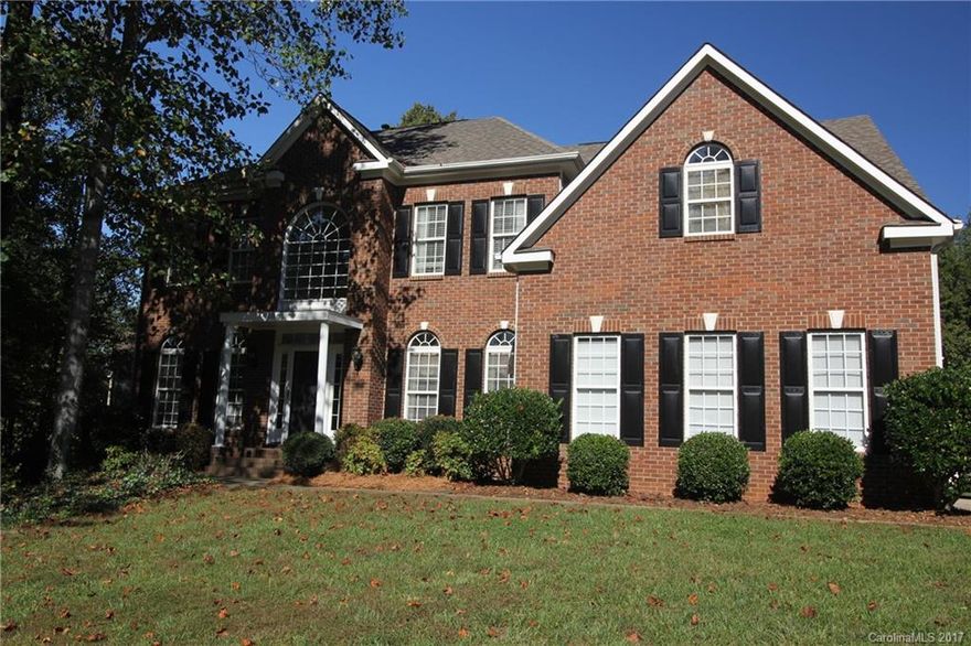 Stately brick home w/views of Mooresville's Renovated Golf Course! In-ground pool encircled by lovely patio and mature trees for a private oasis. Inside is desired open floor plan with vaulted 2-story GR w/fireplace and soaring palladium windows, adjacent kitchen w/gas cook-top, island counter & endless granite counters, 42" maple cabinets; b'fast rm, & huge sun-room! Flex rm on main w/windows galore for office, exercise, library or guest area. Mooresville Graded Schools and amenities min away!