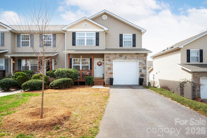 Nestled on a quiet cul-de-sac, this cozy (3 bedroom/2.5 bathroom) home radiates warmth, comfort, and charm from the moment you pull into the driveway. With soft exterior colors, a neatly landscaped entranceway, and a welcoming front porch, it feels like a warm hug at the end of a long day. A centered tree in the manicured front lawn casts a cool shade over you, perfect for the warmer months. Stepping across the threshold, you’ll find a naturally flowing layout with warm hardwood floors in both the living room and the dining room. Separated by steps leading to the upstairs, the living room is your quiet oasis, perfect for reading or binging your favorite series on a rainy day. The dining room seamlessly flows into the kitchen, creating a warm and open space that encourages connection and conversation. The two areas blend effortlessly - defined by subtle shifts in lighting, textures, and your unique design additions. Imagine the gatherings and the chapters of your story being written. Upstairs, the master suite is your private sanctuary, with a spacious sleeping area large enough for additional seating. This suite also offers a thoughtfully designed bathroom that features a spacious double-sink vanity, offering both functionality and comfort for shared use. Each sink is set into a smooth countertop with ample space between, providing personal areas for two people to get ready without feeling crowded. A large window lets in natural light, enhancing the fresh, clean atmosphere, while thoughtful touches such as candles and plants, add a touch of cozy luxury. Above each sink, a stylish mirror hangs beneath soft, ambient lighting - ideal for both early morning routines and relaxing nighttime wind-downs. The cabinetry below is generous, with deep drawers and organization that keeps the space tidy and clutter-free. Each additional bedroom is generously sized, with lots of natural light and unique design touches to make guests or family feel instantly at home. Designed with both comfort and functionality in mind, this home might just be the perfect one! Whether it's waking up to birdsong, sipping coffee in your private yard off the kitchen, or enjoying a dip in the community pool, every detail of this home is designed to inspire calm, creativity, and lasting memories. Settle into this charming townhome with ease.