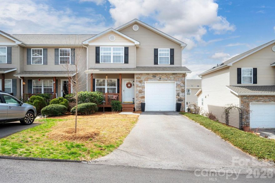 Nestled on a quiet cul-de-sac, this cozy (3 bedroom/2.5 bathroom) home radiates warmth, comfort, and charm from the moment you pull into the driveway. With soft exterior colors, a neatly landscaped entranceway, and a welcoming front porch, it feels like a warm hug at the end of a long day. A centered tree in the manicured front lawn casts a cool shade over you, perfect for the warmer months. Stepping across the threshold, you’ll find a naturally flowing layout with warm hardwood floors in both the living room and the dining room. Separated by steps leading to the upstairs, the living room is your quiet oasis, perfect for reading or binging your favorite series on a rainy day. The dining room seamlessly flows into the kitchen, creating a warm and open space that encourages connection and conversation. The two areas blend effortlessly - defined by subtle shifts in lighting, textures, and your unique design additions. Imagine the gatherings and the chapters of your story being written. Upstairs, the master suite is your private sanctuary, with a spacious sleeping area large enough for additional seating. This suite also offers a thoughtfully designed bathroom that features a spacious double-sink vanity, offering both functionality and comfort for shared use. Each sink is set into a smooth countertop with ample space between, providing personal areas for two people to get ready without feeling crowded. A large window lets in natural light, enhancing the fresh, clean atmosphere, while thoughtful touches such as candles and plants, add a touch of cozy luxury. Above each sink, a stylish mirror hangs beneath soft, ambient lighting - ideal for both early morning routines and relaxing nighttime wind-downs. The cabinetry below is generous, with deep drawers and organization that keeps the space tidy and clutter-free. Each additional bedroom is generously sized, with lots of natural light and unique design touches to make guests or family feel instantly at home. Designed with both comfort and functionality in mind, this home might just be the perfect one! Whether it's waking up to birdsong, sipping coffee in your private yard off the kitchen, or enjoying a dip in the community pool, every detail of this home is designed to inspire calm, creativity, and lasting memories. Settle into this charming townhome with ease.