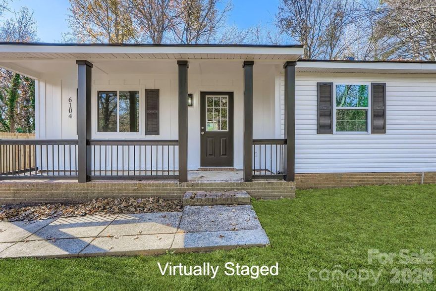 Move-in ready one-level home with all of the heavy lifting already done - new roof, new heating and a/c, new windows, new siding. Interior features new flooring and fresh paint. Eat-in kitchen is spacious with new cabinets, counters, stylish farmhouse sink, stove and microwave. This truly move-in ready home is located in desirable Bridlewood, one of Charlotte’s fastest-developing neighborhoods, and is located minutes from the light rail, Plaza Eastway, Camp North End, Uptown, and NoDa. This area of East Charlotte is quickly blossoming with new growth - trendy eateries, shops and retail all around. Enjoy easy access to major highways, shopping, and everyday conveniences — all with no HOA and low-maintenance living. Easy-living and huge upside for the future for the area in general and for this property in particular, the City of Charlotte has committed to improving the culvert at the front of the property, removing some of the trees and re-seeding, as well as replacing a large part of the driveway. Work will start this year - a great price now before the work gets started and a great possibility for quick equity increase once it's complete! See flier for FHLBank Atlanta First Time Grant Program for up to $17,500 in grant money. Motivated seller!