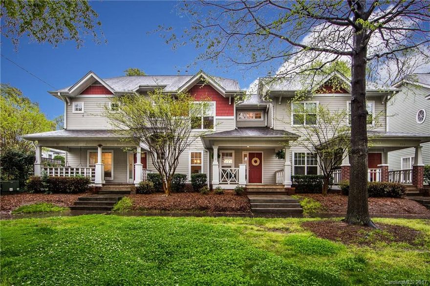 Great condo in 3rd ward!  Renovated with granite, custom tile backsplash, built-in shelfs and hardwoods on first floor. City living combined with an established community feel.  Boasting private fenced-in backyard with patio and great front porch with plenty of greenspace to entertain.  Easy walk to the Panther's Stadium, Frazier Park, BB&T Ballpark and bars and restaurants!