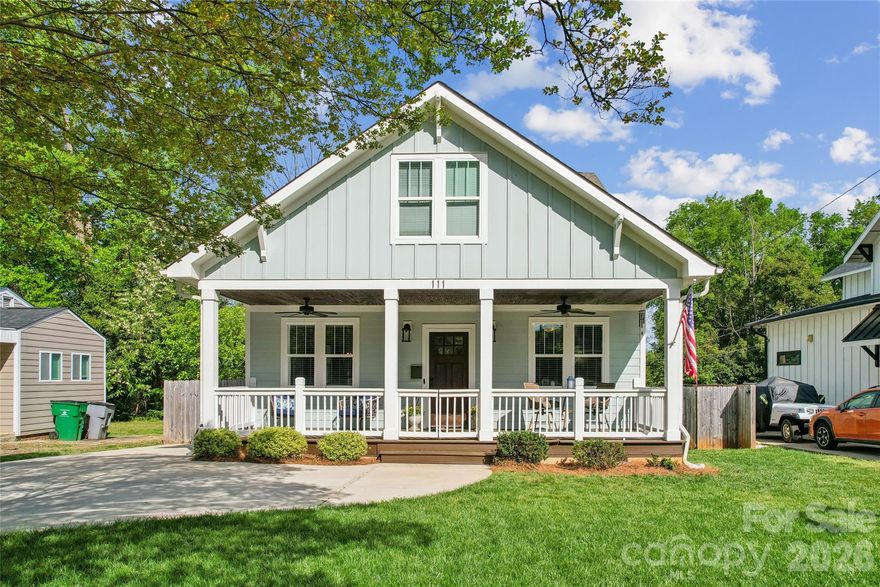 Showings Begin Friday April 17. Charming Craftsman styled home on one of the quietest streets in historic Biddleville-Smallwood. Dramatic front porch welcomes you home. Primary owners’ suite on main with luxuriously appointed and spacious spa bath has double vanities, vessel tub, frame-less shower, & walk in closet.  Modern lifestyle open floorplan with fireplace, extensive windows & abundant natural light. Dining and entertaining space flows into chef’s kitchen w/ quartz counters, farm sink, stainless steel appliances, microwave drawer, gas range & hood, soft close cabinets & drawers, walk-in pantry. Hardwoods throughout main, stairs, bonus room & common areas. Architecturally pleasing details include 9’ ceilings, archways, heavy moldings & trim, wood railing. Versatile office or bedroom with closet completes ground level. Upstairs find two more oversized bedrooms, carpeted with large closets, full bath, and huge versatile bonus room for additional bedroom, family recreation space, office & workout space, or whatever you want it to be. Rear, fully fenced private yard includes patio off kitchen; updated over last three years with custom paver stone patio, hot tub, and 100 sf storage shed.