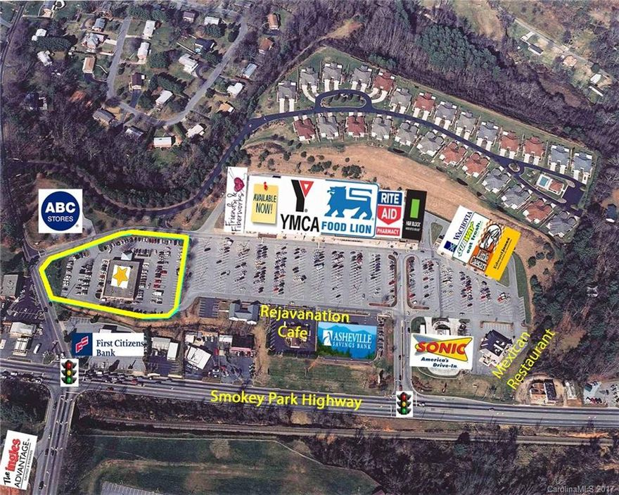 FOR LEASE - FORMER J&S CAFETERIA SITE
11,000+ sf, $14.75/sf NNN plus CAM 
Great site in Growing Area of Asheville.  Includes Road Signage.