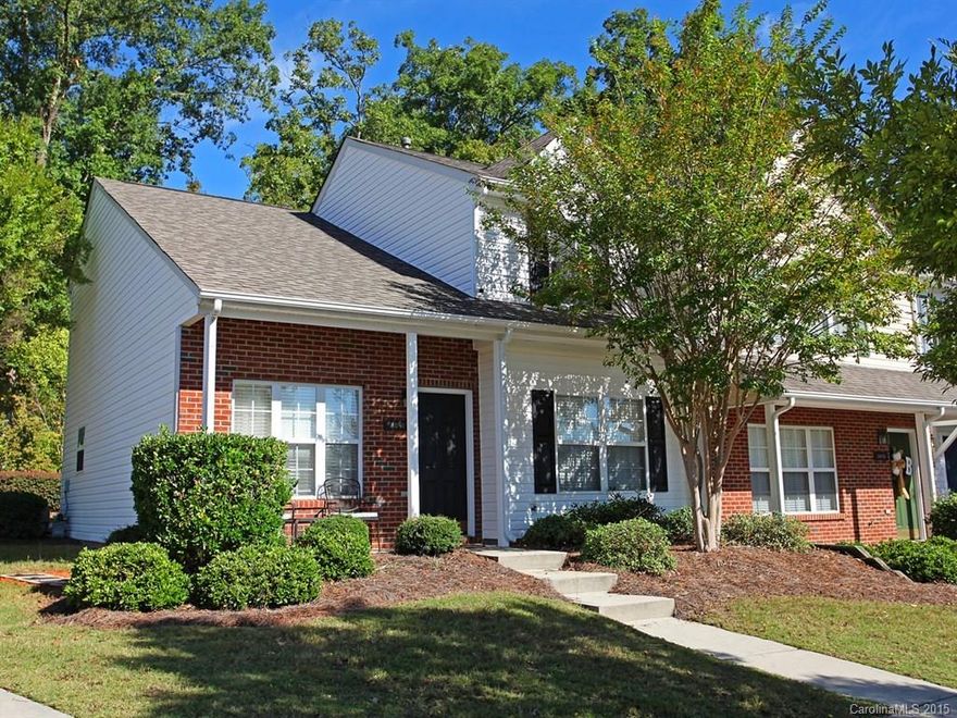 BEAUTIFUL end unit townhome with private patio overlooking wooded green space, moments to Ballantyne! Nuetral colors; immaculately maintained. Open flow of Kitchen, Dining and Great Room with gas fireplace. Double Master Suites with & Private Baths. Walk in Pantry. Loft could be used as possible 3rd bedroom. Washer, Dryer and Refrigerator convey. Locking Utility/Storage room off patio. Charming & shaded Front Porch & grassed back! Enjoy the Neighborhood Pool.