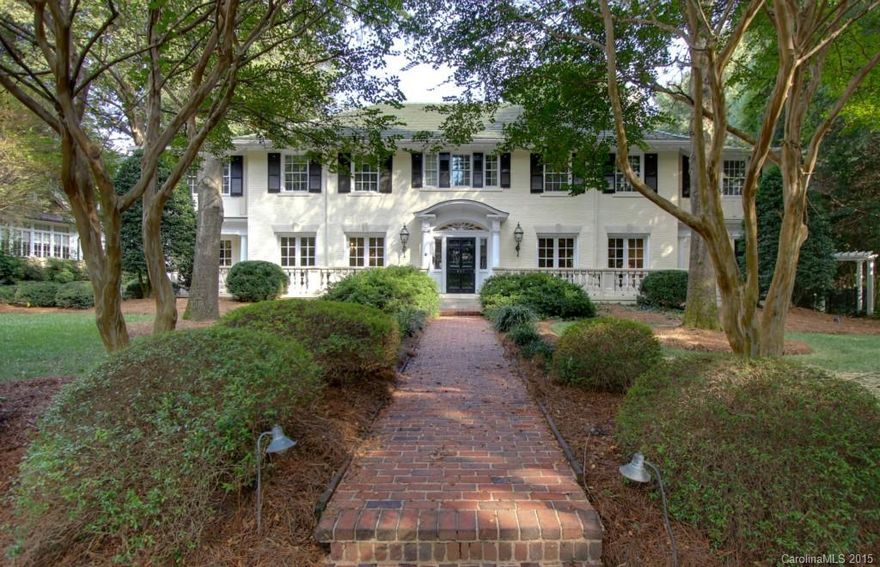 Elegant estate in the heart of Myers Park. Incredible entrance hall opens to spacious formal living & dining rms, gourmet kitchen open to breakfast & family rm. Extensive millwork, high ceilings, abundance of natural light & designer finishes. Study w/wet bar & wine rm. Master suite & spa bath w/sauna & exercise rm. Private, fenced yard. 5th bedroom & 4th bath over garage. One of a kind.