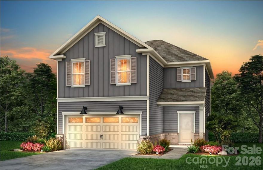 The Douglas is a 3-bed, 2.5-bath two-story home featuring a large kitchen with KitchenAid stainless steel gas range, microwave and dishwasher.  Sunroom with extended patio great for outdoor entertaining.  Master-planned neighborhood conveniently located minutes away from the Rivergate Shopping Center, Carolina Premium Outlets, McDowell Nature Preserve, and Lake Wylie, and in close proximity to the Charlotte Douglas International Airport and Uptown Charlotte.  HOA fees includes High-Speed Internet and TV service, with amenity center, pool, playground and dog park.