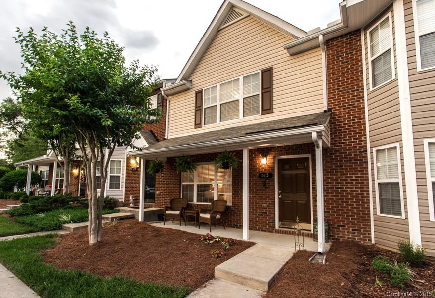 Enjoy this well maintained town home with inviting front porch and open floor plan.  The eat-in kitchen has been equipped with upgraded appliances as well as tiled backsplash.  Make your way out to the private patio to enjoy relaxing evening for two.  Master bedroom provides dual vanity sinks as well as walk in closet. Walking distance to pool.  This is a must see!