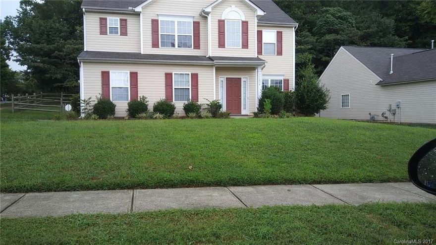 Beautiful 4 BR and 3.5 bathroom home is a must see. Each bedroom has access to a bathroom. Master suite has cathedral ceilings with his/her walk in closets, garden tub with separate shower, and dual vanities.  Guest suite has its own bathroom and two secondary bedrooms share a jack/jill bathroom. Kitchen has 42" maple cabinets, ceramic backsplash, granite countertops, microwave, and refrigerator. This home comes with a washer/dryer. There is also 2 car side load garage. Minutes from I-485