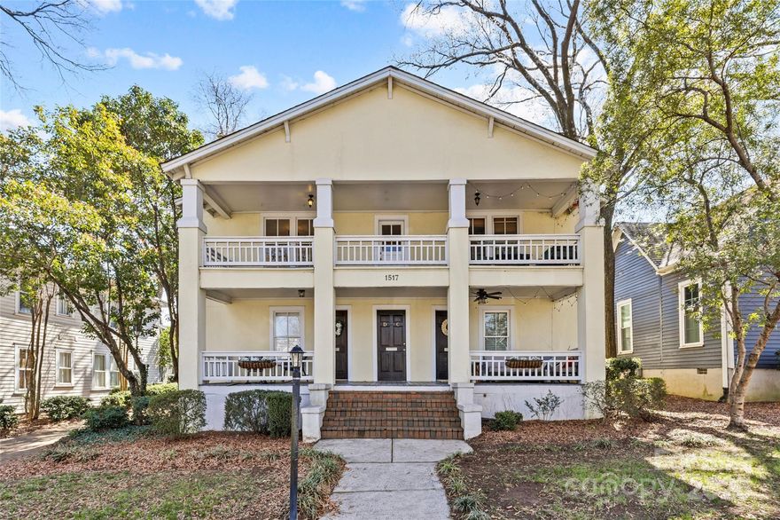 Beautifully renovated top-floor condo located in the highly sought-after Dilworth neighborhood! Abundant natural light throughout plus fresh, neutral paint, new light fixtures, and gorgeous hardwood floors. The updated kitchen features white custom cabinetry, butcher-block countertops, and brand-new appliances. The spacious living room with decorative brick fireplace flows into the dining room with added storage closet. Recent updates include new electrical, plumbing, HVAC, and ductwork (2024/2025). Brand-new washer/dryer to convey (2025). Charming covered porch overlooks the tree-lined street. Secure front entry and electronic keypad on the rear entry. Ample parking for owner and guests in the dedicated rear lot! This home is perfectly situated to enjoy all that Dilworth and South End have to offer, just blocks from East Blvd, Latta Park, Atherton Mill, the lightrail, and so much more. You could not ask for a better location at a more competitive pricepoint- welcome home!