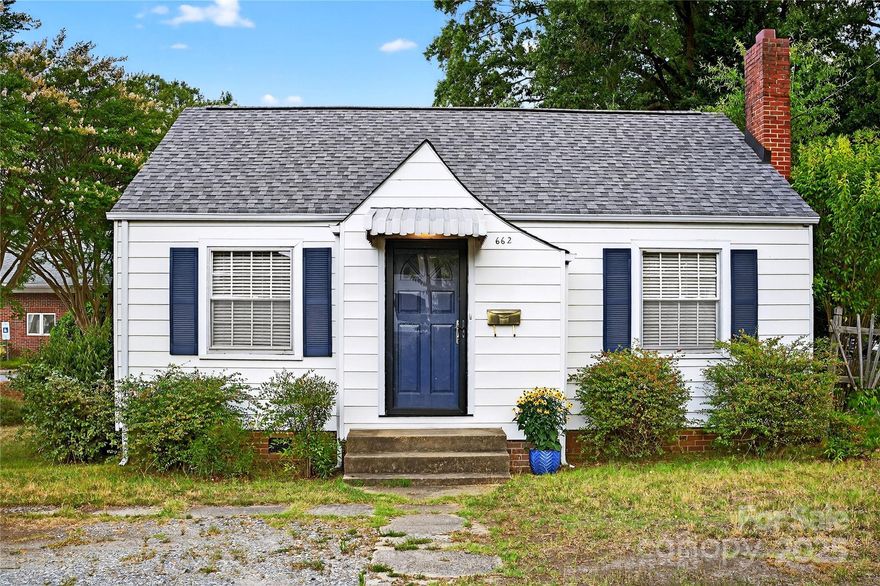 Charming 2 Bedroom, 1 Bath Home — Just steps from Downtown Mooresville! Discover the perfect blend of convenience & character in this cottage-style home, ideally situated within easy walking distance of Mooresville’s vibrant downtown. This home boasts some beautiful architectural details such as hardwood floors throughout, plaster walls with picture-rail molding, an arched doorway, original glass & brass doorknob hardware on solid wood doors and a beautiful mantlepiece in the Living Room! This home would make a great starter home at just under 1,000 SF of living space. Or it may tickle the fancy of a savvy Investor looking to build their investment portfolio! Downtown Extension zoning allows for both multi-family and commercial uses with zero side setbacks!! Large, narrow, flat lot that has no restrictions. Don't miss this Opportunity to in Mooresville!
