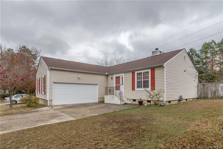 Adorable split bedroom ranch home loaded w/updates! Hardwood floor entry flows into open plan living space with Dining & Great Room...soaring cathedral ceiling and fireplace plus lots of natural light! Kitchen with eat-in Breakfast, refrigerator included. Nicely sized Master Bedroom w/ cathedral ceiling, walk-in closet, attached bath with garden tub & shower combo. Home totally updated in 2012 including new HVAC and water heater! Large rear deck, big fenced yard w/ 3 gates. Spacious garage!