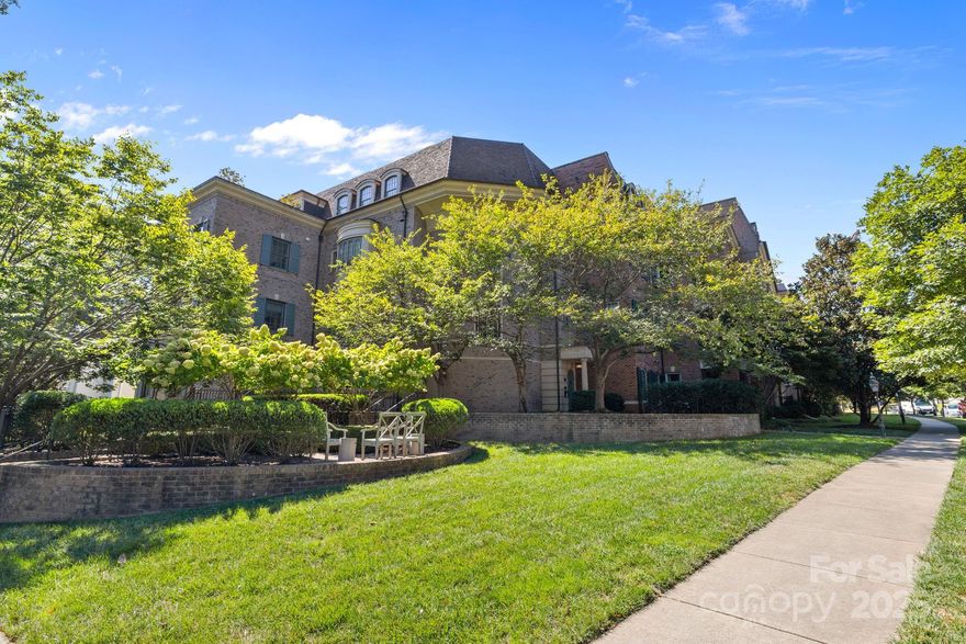 Incredible luxury 3 bedroom unit in The Cherokee condo building in the heart of Eastover. High ceilings, large windows, great natural light and custom finishes throughout. One of the largest units in the building. The floor plan is amazing featuring two large living areas, 3 bedrooms, all with ensuite bathrooms, a dedicated formal dining room and a private office. Both the living room and family room have gas fireplaces. The fabulous Chef's kitchen is open and includes top of the line appliances and a walk-in pantry. Extended kitchen eat-in island with bar seating. Perfect flow between formal and informal living spaces. Primary suite is spacious with linen and walk-in closets and a spa bath with dual vanities, a shower and free standing soaking tub. Wet bar with ice maker and wine fridge connects the kitchen to the formal dining and living rooms.  Laundry room includes extra cabinetry and storage plus the 2nd hallway access. Ample closets throughout for everyday storage. The private covered bluestone patio, located on the back side of the building, is peaceful and perfect for morning coffee or entertaining. Secured entry to main building lobby and the parking garage. Two dedicated parking spaces conveniently situated side by side and directly in front of the designated storage room. Enjoy the convenience of the sought after Eastover location with easy walking to retails and restaurants.  Short commutes to Uptown and the Charlotte Douglas International Airport.  The Cherokee is a perfect combination of quality construction and well planned day to day function.