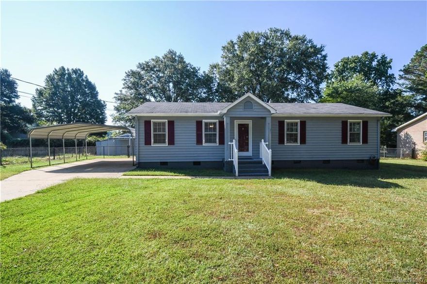 Back on the market with new kitchen appliances, painted inside and outside, remodeled bathroom. Cute one story ranch with 3 bedrooms, 2 baths. Large family room with a wood burning fireplace. Kitchen is open to the family room with a large pantry and Laundry room. 2 car carport with fenced back yard, storage building with electricity and window unit. Roof was replaced in 2005, new attic fan installed in 2011 and hot water heater replaced in 2015. Offering $1500 at closing for carpet allowance.