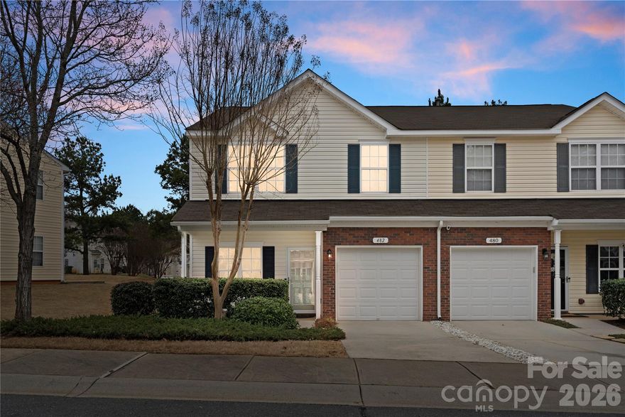 Best value townhome in Fort Mill!

This spacious end-unit offers 2 bedrooms, 3 bathrooms, and 1,625 heated square feet across two stories, plus an open loft and a private second-floor office/flex space with French doors. This flex space could easily become a spare guest room, a home office, study or library. Truly move-in ready and turnkey, this home features classic partial brick front accents and a covered front porch.

Beautiful recent updates include brand-new carpet and LVP flooring, fresh interior paint throughout (including ceilings, doors, and trim), upgraded lighting, and professionally cleaned windows inside and out. The garage has been fully refreshed with painted walls and ceiling and a stunning new epoxy-coated floor. Park in the driveway if you chose and garage space could easily become a yoga or gym environment, craft room, storage, etc.

The beautifully upgraded kitchen showcases white granite countertops, Level 4 tile backsplash, stainless steel appliances (refrigerator included), upgraded sink and faucet and modern finishes. Upstairs, you’ll find a spacious walk-in laundry room with gently used washer and dryer which are included.

The primary bedroom suite offers an abundance of natural light, a large custom walk-in closet system and a new vanity package has been installed in the bathroom. Additional highlights include two Nest thermostats, two new garage door remotes, RING Doorbell is included but not currently monitored, and two newly replaced second-floor windows. New HVAC 2022.

Enjoy a fully fenced private back patio with gate—perfect for relaxing or entertaining. The patio and fence have been freshly power washed and refreshed.

HOA dues cover water, sewer, trash, exterior maintenance (including roof), road repair, pool, common areas, and monthly landscaping.

Located in Cascades at River Crossing, known for its peaceful wooded setting and walkable, friendly atmosphere, just minutes from parks, golf, hiking, biking, the Anne Springs Close Greenway, shopping, dining, fitness, and major travel routes.

The seller has spared no expense preparing this home for its next owner. Move in quickly at a phenomenal price and enjoy from day one. FYI disclosures, HOA documents and floor plan are available.