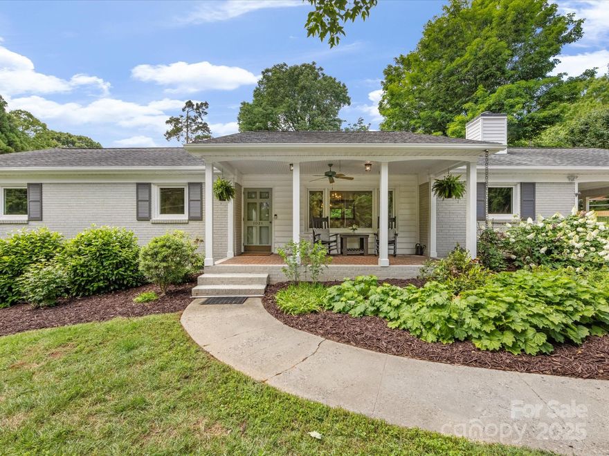 Charming brick ranch, 1 level home with 3 bedrooms and 2 full baths. Gorgeous corner, fenced lot with irrigated garden and outdoor shed, outhouse and upstairs playhouse. This home has so many great features and is perfect for outdoor living with a covered rocking chair front porch, back yard brick patio, covered back porch and wood deck. You will surely love this home if you enjoy spending any time outside. Inside you will find a wonderful floor plan with a large kitchen and plenty of countertop space for cooking, stainless steel appliances, gas cooktop with hood vent, 2 islands with seating and open views into the well lit dining room and den with gas fireplace. Very open spaces and perfect for entertaining. Flex room/Family room has a wood burning stove that adds so much character to this space and opens to a brick patio. Large living room. Primary bedroom is en suite and bedrooms 2 and 3 share a hall bath. This is definitely one you will want to see!