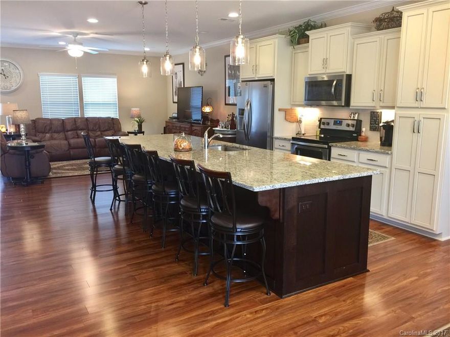 Immaculate 2016 Open Floor plan home with a gorgeous large granite kitchen island on a large sodded cul de sac lot close to shopping and restaurants, large enough for an in-ground pool.  With 4 bedrooms and 3 baths this home has a large bonus room, laundry room w/sound deadening living room walls.  Fully insulated garage, carriage hardware, Premium custom tile floor system.  Oversized glass enclosed tile shower with Rain Shower Head. Extended Driveway.Triple Lock Exterior Doors w/security glass.