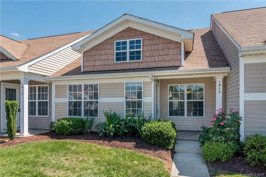 FRESH PAINT/BRAND NEW CARPET. Cute 2-bedroom, 2 bath ranch unit with an open floor-plan!  Kitchen has ceramic tile flooring, stainless-steel appliances & beautiful dark cabinetry.  Ceramic tile in both baths. Quiet community.  Private Fenced in Back Yard overlooks woods. Very Low Maintenance. Close to Shopping, Schools and South Charlotte! MOVE-IN READY! Won't Last Long!!