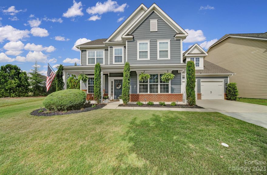 HOME SWEET HOME! Don't miss your opportunity to live in the well desired neighborhood of Waterside at the Catawba, located in the award-winning Fort Mill School District. Ready to be wowed? As you walk through the front door you're greeted with a grand 20 ft foyer, office with French doors, beautiful formal dining room, half bath, open concept living room w/ gas fireplace, a gourmet kitchen equipped w/ tons of cabinet space, granite countertops, stainless steel appliances including a double oven, gas range, butler pantry, updated light fixtures throughout & laundry w/ lots of cabinets for storage. Primary bedroom suite on the main level with large walk-in closet, access to the screened in porch from both the primary bedroom and living room. Upstairs you'll find 3 bedrooms and a large bonus room that can be used as a 5th bedroom and 2 full bathrooms. This home is perfection. Community amenities include large pool, clubhouse, tennis courts, fitness center and the new Banks Athletic Park!