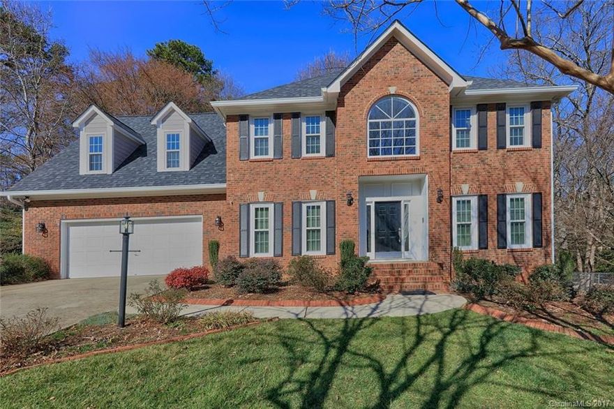 Charming, well maintained, updated 4 bdrm. on a wooded cul-de-sac lot.  2 story grand foyer with office/living room. Kitchen has newer appliances, quartz counters & gas stove. Open floor plan on lover level with a large bonus room on second level. All new triple glazed windows, gutters & downspouts. Brand new carpet & pad on stairs and entire upstairs. Finished 2 car garage w/ space for workbench. Fenced yard w/ fabulous private outdoor living. Easy access to I-485, shopping and dining.