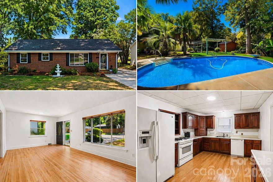 Who doesn't love a great brick ranch???  Here’s one that actually delivers!

This updated mid-century ranch brings the charm and the upgrades—sitting in a killer Charlotte location just 3.2 miles to Uptown and 2.5 miles to Plaza Midwood.

Inside, the original character shows up the right way—paired with smart updates where it counts and built-ins throughout add both style and function. Fresh paint throughout, newly refinished white oak hardwoods in the family room, primary, hallway, and bedroom two, plus new carpet in bedroom three. Updated lighting and refreshed bathrooms keep things current without stripping the soul. The kitchen features updated cabinetry, gas range, and all appliances convey—refrigerator, dishwasher, and microwave. There’s also a spacious eat-in dining area that actually fits a real table (not a bistro set pretending to be one). The laundry room/mud room is conveniently located with an exit door to the driveway and back yard and features new carpet, built in cabinetry, a built in desk area and washer/dryer remain. 

Big-ticket items? Covered. New roof and permitted crawlspace work = less stress, more peace of mind.

Out back is where it gets fun. Private, fully fenced yard with a gas-heated in-ground pool and multiple flex spaces to make it your own. The real wildcard? An 800+ sq ft workshop—perfect for a studio, home office, gym, or future ADU setup. Add in two additional outbuildings (“she shed” / “he shed”) and you’ve got options for days.

Property Highlights:

3 bedrooms / 2 full baths
No HOA (yes, really)
Ample parking
Large, private fenced lot with mature trees
Close to Uptown, NoDa, and Plaza Midwood dining, shopping, and entertainment

If you’ve been hunting for a Charlotte brick ranch with character, real updates, move-in readiness, and legit income potential—this one checks the boxes without the usual compromises.

Heads up: Cameras on site. All showings must be agent-accompanied—no pop-bys. Review agent remarks before scheduling.