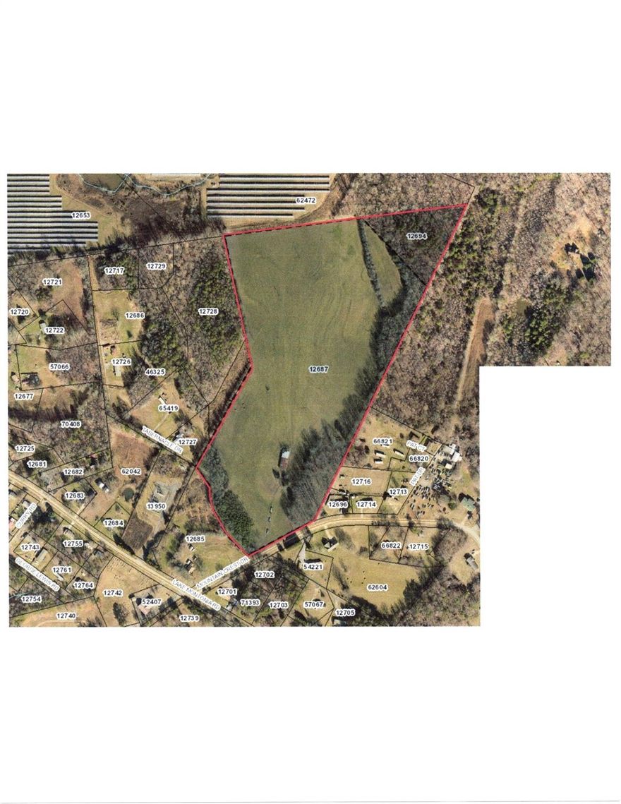30.944 ACRES of Vacant Land with 380 Feet of paved Road Frontage on Mountain Crest Drive, Kings Mountain, North Carolina, 28086. Gently rolling pastureland with few trees located 9925 Feet SouthEast of Interstate I-85, Exit #8, a highly developed Kings Mountain Commercial location with numerous Restaurants, Hotels, and businesses.
*This site consists of TWO adjoining Tracts of, 28.344 Acres and 2.6 Acres for a Total of 30.944 Acres
* This site has been engineered for #85 Residential Lots and will need a sewer lift station installed to service the #85 lots ; May be serviced with septic tanks for a lesser number of approved residential lots at new owners descretion.