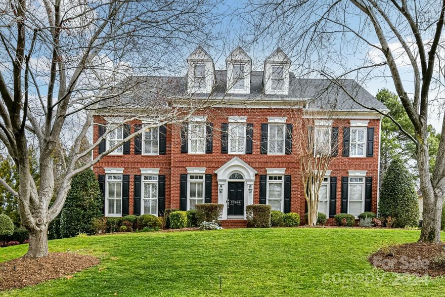 Cul-de-sac! Lower SC taxes! Stunning brick front colonial in amenity-rich Bridgehampton. Manicured landscaping wonderful comm where safety & tranquility reign! Impressive interior - no stone has been left unturned. Open, functional floorplan w/many large windows pour in natural light. Formal living rm w/dramatic cathedral ceiling & dining rm will impress your guests. Stunning eat-in kitchen w/huge center island/breakfast bar, beautiful granite & stylish backsplash open family rm w/wall of windows, built-ins & cozy gas fireplace. Private hidden office. Dreamy primary ensuite w/dramatic tray ceiling & luxurious ba. 4 sizable & secondary bedrms & third-lev bonus liv space. Beautiful backyard oasis w/paver patio, landscaping & covered patio w/swing. Smart Home whole home Wi-Fi/security cameras. Comm amenities include pool, tennis, volleyball & gym in walking distance. Great schools & grocery store within 2 minutes. Established forest in the community too! Under 10 min to I-485. Come & see!