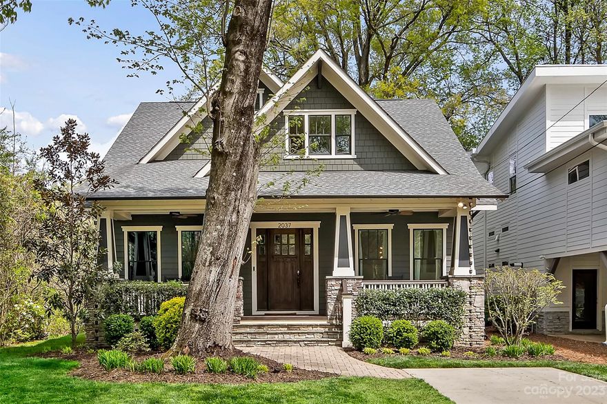 Located in desirable Chantilly and built by Carolina Craftsman Builders, this lovely home is just steps from popular restaurants, shops and more on Pecan Ave, in Elizabeth and in Midwood.  The rocking chair front porch provides a charming entry and once inside there are so many wonderful details: a modern and functional floorplan, 10 ft ceilings, and custom millwork to name a few.  The eat-in kitchen has a large island and is open to the gracious family room with fireplace, built ins and an inset bar.   Several rooms have ceiling details and wainscoting creating a custom and elevated feel.  There are primary BR options on the first and second floor both with spacious and spa-like bathrooms and ample closet space.  Nestled in a private and fully fenced yard is a deck plus a brick paver patio with firepit. Between the open concept floorplan and three outdoor living space options, this home is fantastic for entertaining and the location is unbeatable!