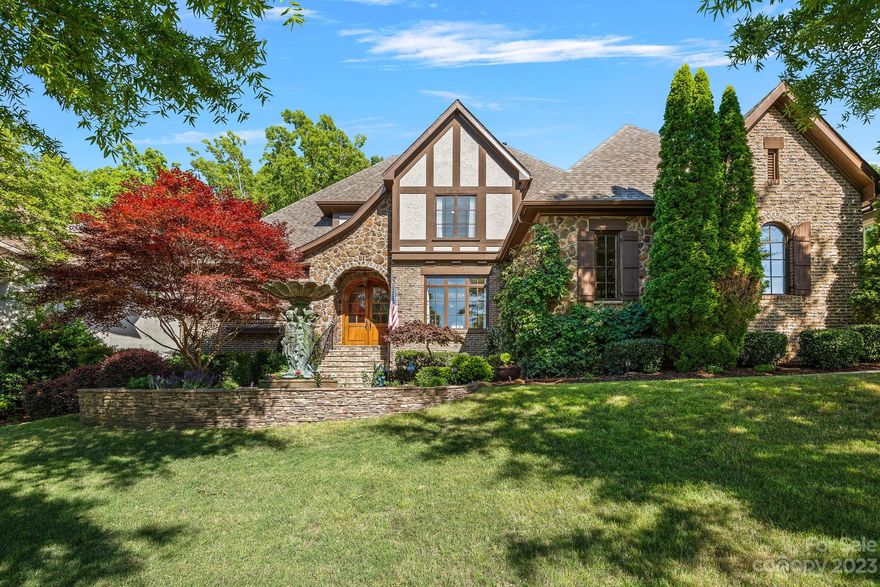 Gorgeous custom home with recent updates on on premium golf course lot inside the exclusive gated enclave of The Palisades country club. Enjoy your own private sanctuary w/lush landscaping, beautiful outdoor living & room for a pool! This 5 BR+ home features an open floorplan w/thoughtful details & quality throughout. Inviting two story foyer opens to dining room w/butler's pantry, great room w/coffered ceilings, stone fireplace & built ins, all open to breakfast room, a well equipped kitchen with center island & gas range with pot filler. 3 car garage leads to hallway accessing laundry room, private study & powder room. Retreat to main level Owner's suite with corner fireplace & spa like bath w/his/hers closets. Three full BR suites on upper level plus versatile bonus room with kitchenette, & full BA currently used as private 2nd living quarters. 2nd level laundry, large 3rd floor bonus room w/full bath. Golf cart ride to amenities around the corner & 5 minute drive to Lake Wylie!