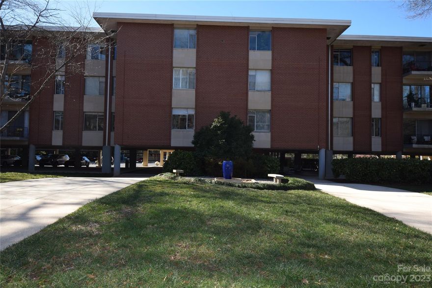 Sought after Myers Park Queens Towers! Top floor one level home offers 2 Bedrooms & 1.5 baths in a spacious open floor plan w/large windows for tremendous light exposure .Living area features double glass doors that lead to a covered balcony  Parquet wood flooring everywhere except kitchen/baths. Galley kitchen has been complexly updated with contemporary cabinets tile back splash, granite counters tops and stainless steels appliances. New appliances include a gas cook top, DW, Refrigerator. Both baths have been updated with new flooring, new cabinets and light figures .Primary Suite has walk in closets. Location is a plus with majestic tree canopied sidewalks that lead to Harris Teeter, library, parks, shopping, dining all just a block or two away! Amazing Opportunity to live in a location like this at this price point! HOA dues include heat/ac ,electric, water ,sewer, exterior building/parking/pool maintenance, building insurance, landscaping, trash removal, and cable!