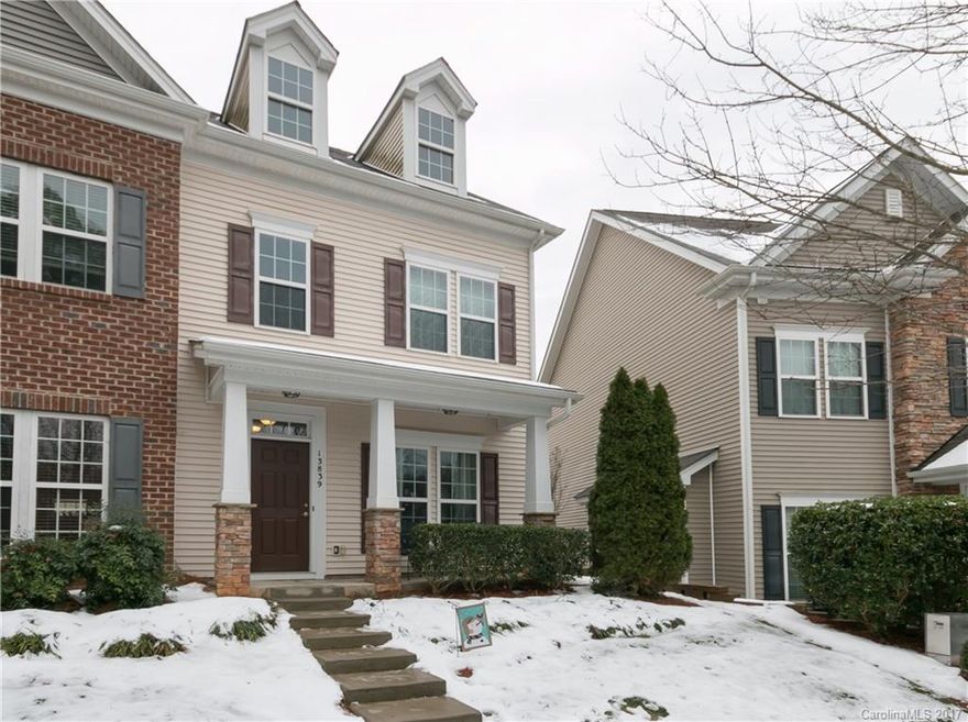 End unit w/side windows & abundant light. Fresh color palette greets you in this move in ready home! Tons of counter space, pantry storage & most appliances in stainless steel. Light-filled GR w/FP & Patio access. Dining space open to Kitchen has bay window. Upper Master, Guest BR w/WIC & Full Bath  Spacious 3rd lvl ideal for 2nd Master/Bonus w/WIC & Bath. Front porch overlooks open space & front grass maintained by HOA. One of the larger backyards & 1 car garage. Comm Pool/Playground/Clubhouse.