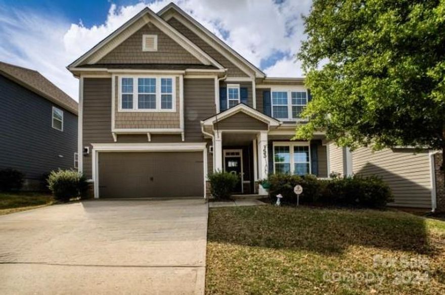 Back on the market through no fault of seller. Welcome home to the amenity rich Walnut Creek neighborhood! Featuring an airy open floor plan, large kitchen island, pantry, gas range, and spacious family room with gas log fireplace. Main floor has dining room/flex space and an office with built-in open shelves offering many possibilities for each room. The half bath for guests and attached 2 car garage with built-in storage, rounds out the first floor. Upstairs are FOUR Bedrooms and 3 FULL Bathrooms alongside a sprawling Bonus Room. The primary bedroom has large walk-in closet, ensuite bath with garden tub. One bedroom has an ensuite bath that could be a 2nd Primary Bedroom! Laundry is on the second floor for added convenience. Outside, the covered patio with the extended hardscape is a perfect place for a cozy fire pit in your private fenced yard. Resort style amenities with walking trails, community pools, clubhouse and playground. INDIAN LAND SCHOOLS!