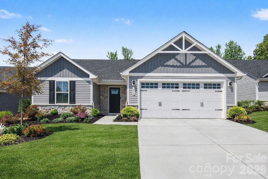 This popular ranch home features a spacious open floorpan, granite countertops and white cabinets. All appliances included: GE stainless side by side refrigerator, smooth top electric range, under cabinet microwave with exterior vent, dishwasher, and top loading washer and dryer. The luxurious & roomy owner's suite includes plenty of space for a king bed, and boasts a large walk in closet. The spacious & open floor plan is perfect for entertaining! The home offers a covered porch overlooking a private, wooded backyard!