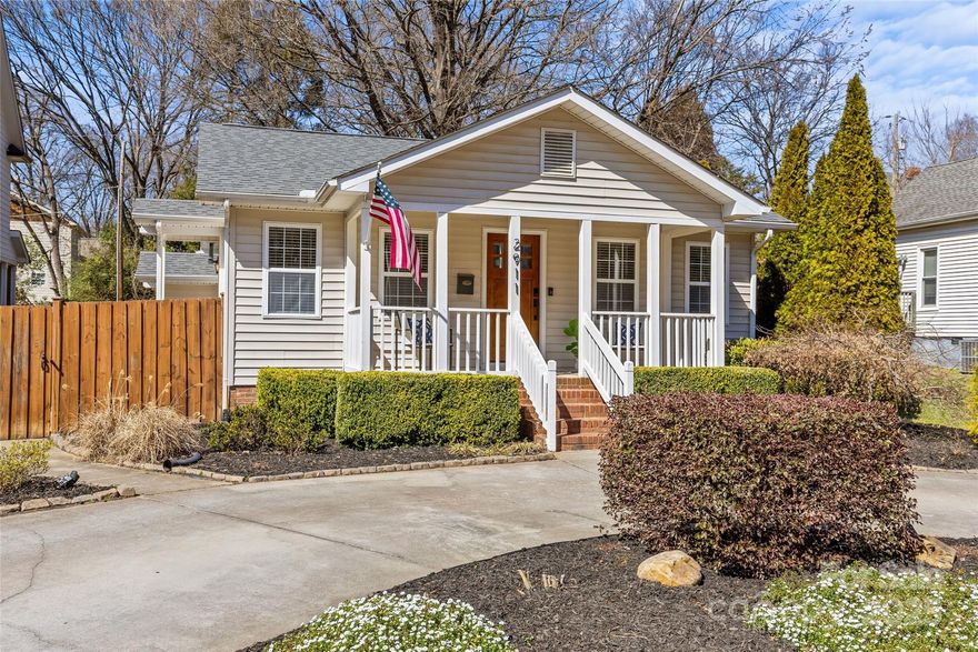 Welcome to your dream home in the heart of NoDa, Charlotte’s most vibrant and eclectic neighborhood! This charming 3-bedroom, 2-bathroom home has been thoughtfully designed for both comfort and efficiency. Step inside to find freshly painted interiors that create a bright and inviting atmosphere. The open layout maximizes space, offering a seamless flow between the living, dining, and kitchen areas. The comfortable primary bedroom has an ensuite bathroom and a large closet. Two secondary bedrooms and a large full bathroom with linen storage complete the interior of the home. Outside, the beautifully landscaped backyard retreat is perfect for entertaining. Enjoy the expansive composite board deck, host gatherings around the firepit area, and take in the peaceful surroundings of your private outdoor space with large storage shed. Walking distance from everything in NoDa, while located on a quiet dead-end street, this home blends modern convenience with a cozy neighborhood feel.